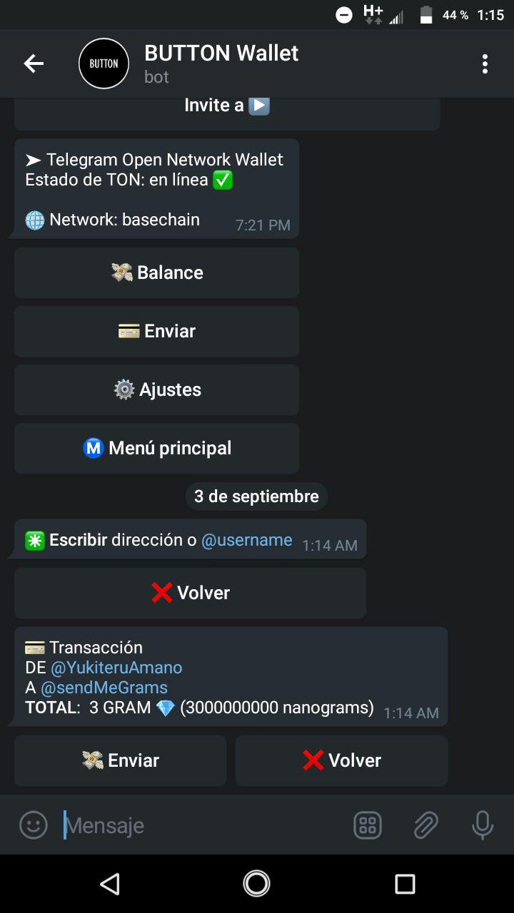 BUTTON Wallet permite usar la red testnet de TON desde Telegram