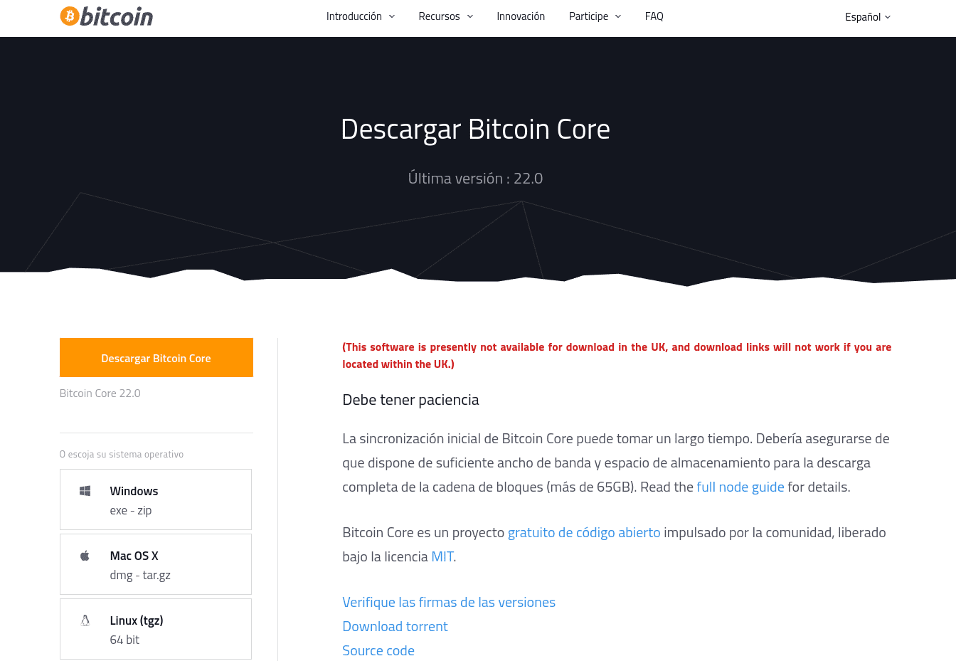 Instalar un nodo de Bitcoin